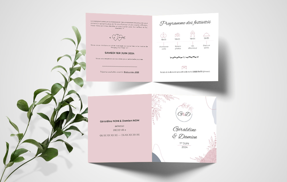 Réalisation d'un faire-part de mariage
