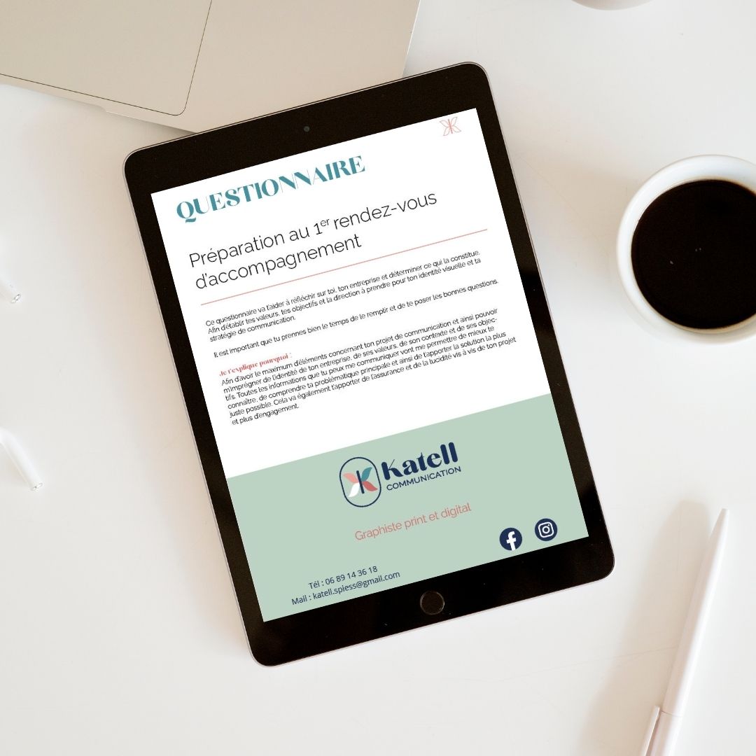 Questionnaire d'accompagnement stratégie de marque, Katell communication, graphiste freelance