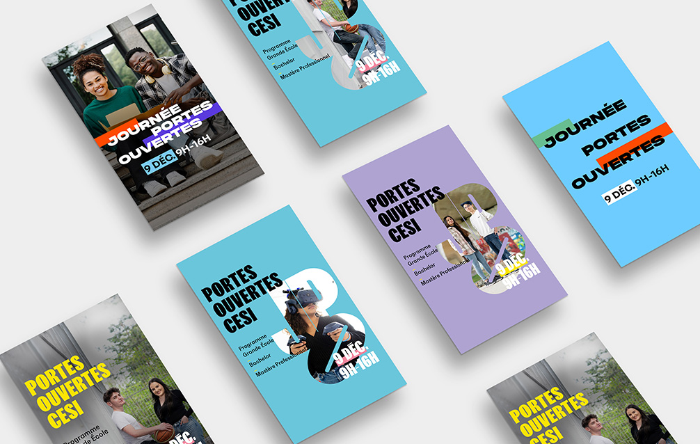 Campagne story facebook et instagram, CESI école d'ingénieurs, Katell graphiste freelance Morbihan