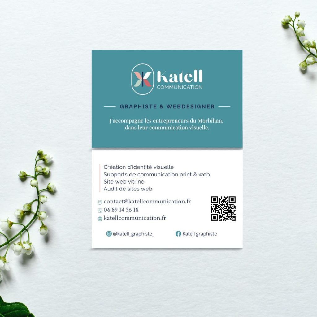 Carte de visite Katell communication, graphiste et webdesigner dans le Morbihan