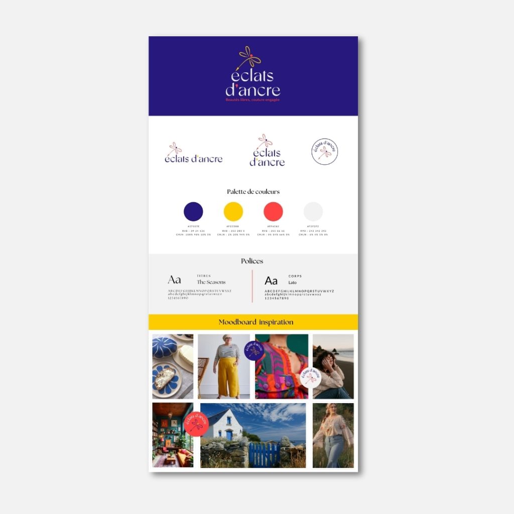 Moodboard eclats d'ancre, identité visuelle artisane couturière dans le Morbihan